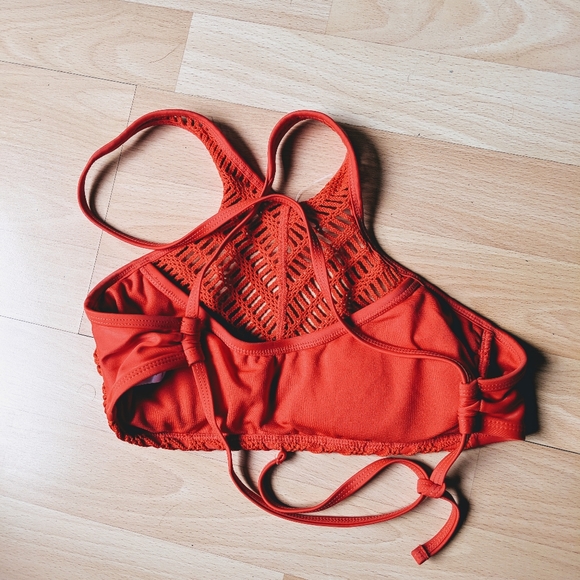 Orange mesh halter bikini top - Picture 3 of 3